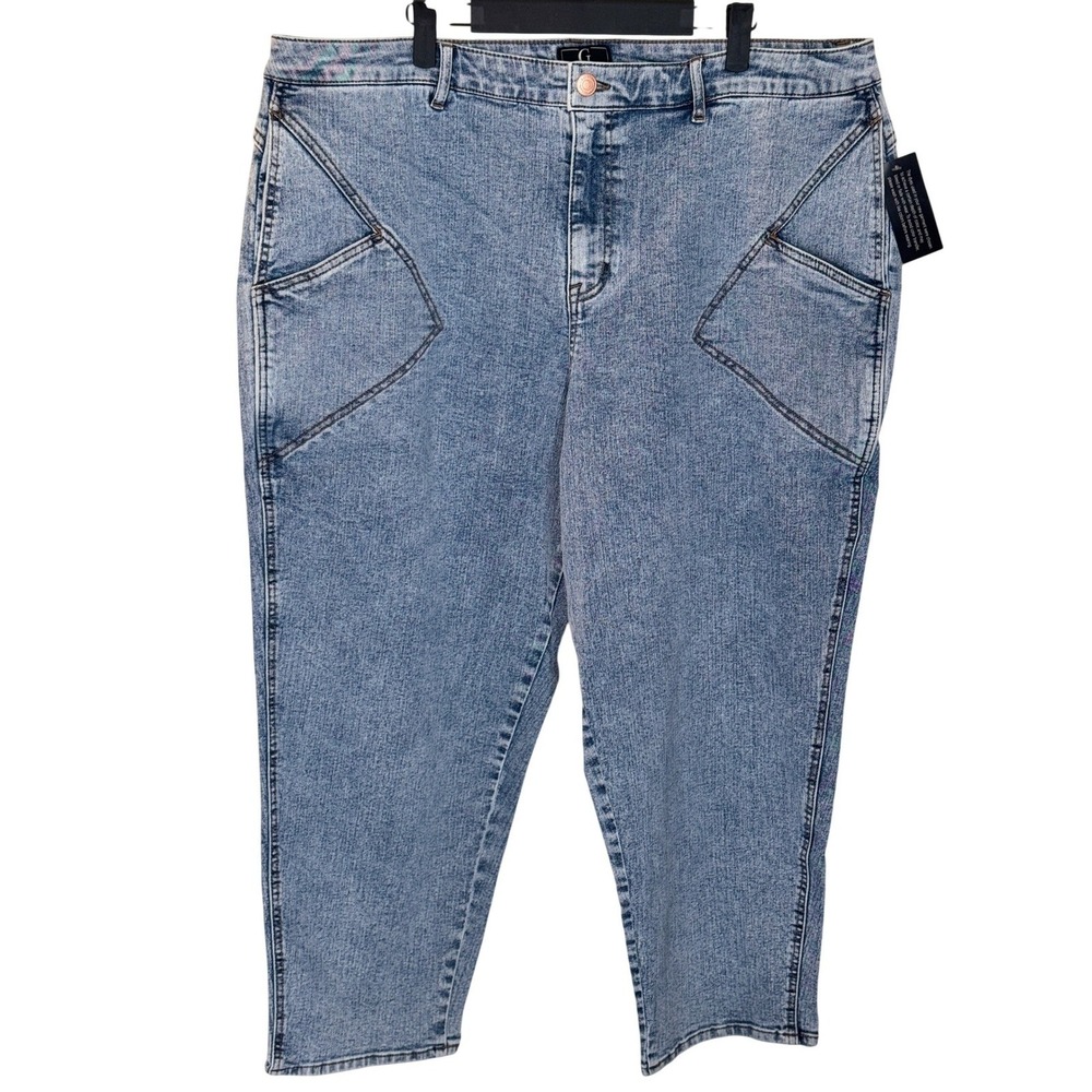 G by Giuliana Jeans High Rise Tapered Ankle Women's 22W Light Acid Wash NWT